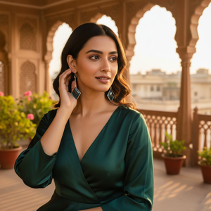 Hermosos Pendientes de Diamantes Color Turquesa Hechos a Mano, Joyería de Plata de Ley 925 para Mujeres y Niñas, para Usar en Bodas y Fiestas - Product Image 3