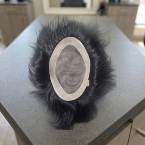 Toupet Taz Hair BD à base de dentelle mono, cheveux raides noirs, raie centrale, texture 28mm, cheveux indiens Remy, nœuds invisibles, densité 130% - Product Image 4