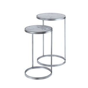 Sophisticated Metal <b>Nesting</b> <b>Table</b> With Glass Top Decorative Side Furniture For Elegant Modern Home Interiors - Product Image 3