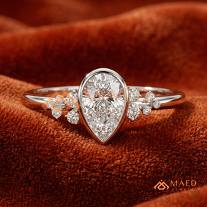 Minimalist Pear Cut 925 <b>Sterling</b> <b>Silver</b> <b>Ring</b> | Bezel <b>Set</b> Teardrop Moissanite Engagement <b>Ring</b> | Asymmetrical Cluster Promise <b>Ring</b> - Product Image 1