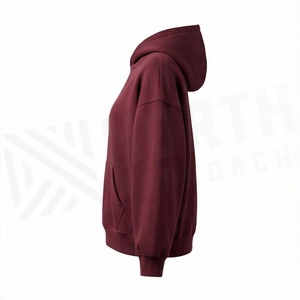 Pure Cotton Oversized Hoodie Drop Shoulder Streetwear Pullover Custom Logo Full Sleeves <b>Knee</b> Length Solid Pattern OEM - Product Image 3