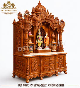 Mandir Swaminarayan Tallado a Mano de Alta Calidad para Hogares, Mandir de Madera Swaminarayan Tallado a Mano de Calidad de Exportación a Precios de Mayoreo - Product Image 2