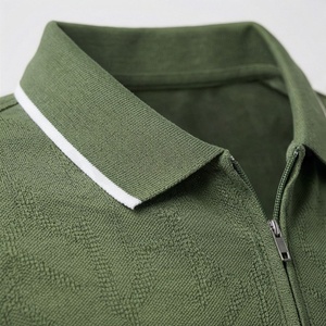 Polo de Manga Corta para Hombre con Estampado Geométrico Verde, con Cierre, Tejido de Punto de Secado Rápido, Estilo Golf - Product Image 4