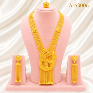 Designer Gold Silver <b>Necklace</b> <b>Set</b> for Women – Heavy Pendant <b>Bridal</b> Jewelry <b>Set</b> A-63003 - Product Image 5