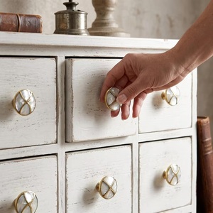 Modern Round <b>Ceramic</b> Cabinet <b>Knob</b> with Mother of Pearl Inlay for Dresser Drawer Workshop Use-Durable Furniture Handle - Product Image 2