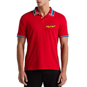 Camisetas Polo para Hombre al por Mayor, OEM ODM, Color Rojo Sólido, Transpirables, 100% Algodón, Cuello Acanalado, Corte Holgado, Estampadas - Product Image 2