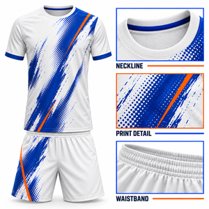 Ensemble maillot et short de football unisexe à imprimé brossé, col rond, séchage rapide, kit de football personnalisé, fabricant d'uniformes d'équipe OEM en gros - Product Image 4