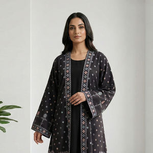 Elegante Abaya Americana de Crepé Sólido para Eid, Estilo Holgado, Cárdigan Largo Abierto por Delante para Mujer, Ropa Islámica Modesta - Product Image 3