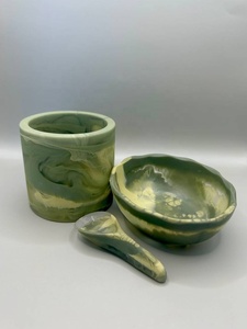 Haute qualité personnalisé fabriqué à la main haute-poli résine bol corne ustensiles de cuisine servant soupe bol sculpté Technique - Product Image 3