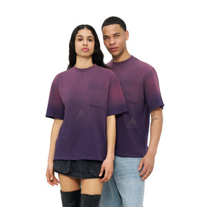 Camiseta con efecto acid wash unisex, de algodón suave, cuello redondo, manga corta, estilo desgastado con efecto descolorido por el sol, último estilo para hombre/mujer - Product Image 3
