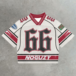 Camiseta de fútbol americano retro personalizada al por mayor con estampado integral, estilo streetwear, de malla sublimada de alta calidad, manga corta y corte holgado. - Product Image 6