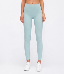 High Quality Women's Mid Waist Gym <b>Leggings</b> Custom Yoga Tights Logo Anti-Bacterial Breathable Seamless Knitted Fabric Wholesale - Product Image 1