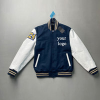 Blouson universitaire personnalisé pour homme – Hiver, style baseball, manches en laine/polyester, logo frontal, col montant, streetwear pour lycée