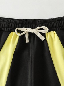 High Demanding Custom Logo <b>Yellow</b> Black Two Tone Lightweight Breathable Casual Athletic Summer Drawstring <b>Shorts</b> - Product Image 4