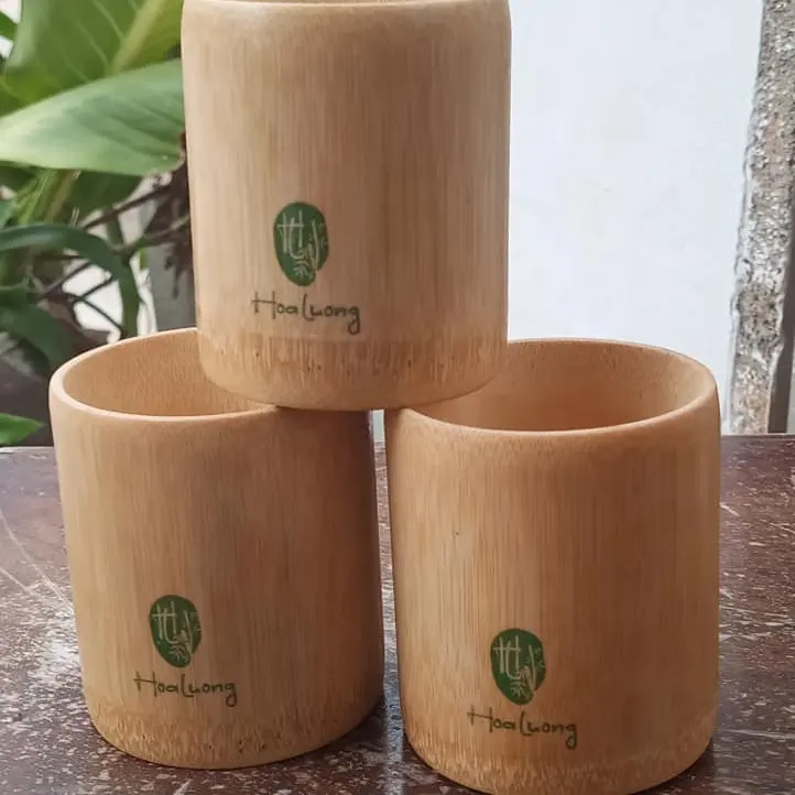 Taza de bambú grabada para beber, taza de madera para té, café, tamaño 8-12cm, bambú Natural de Vietnam