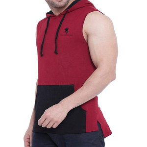 Nouveauté : Sweat à capuche sans manches pour homme, en tissu mélangé coton, avec capuche réglable et poches. - Product Image 4