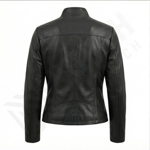 Pu mujeres imitación cuero motocicleta bombardero Racer cortavientos chaquetas y abrigos para damas chaqueta de cuero personalizada - Product Image 2