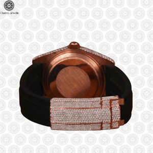 Reloj de Cuarzo Analógico con Bisel de Diamantes en Oro Rosa para Mujer, Marca Charm Jewells, con Correa de Goma, Estilo de Lujo, Caja Redonda de 38 mm - Product Image 4