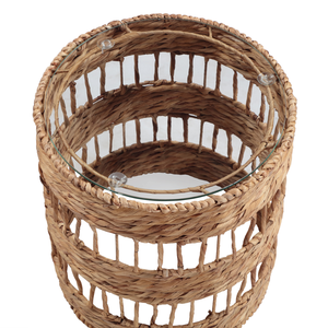 Table d'appoint ronde en jacinthe d'eau tressée à la main, écologique, pour chambre ou salon, provenant d'une usine au Vietnam - Product Image 2