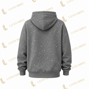 Sweat à capuche zippé gris pour homme avec imprimé étoiles, style strass personnalisé, sweat-shirt à capuche entièrement zippé, streetwear décontracté, mode, OEM - Product Image 3