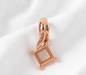 Pendentif de qualité supérieure en argent sterling 925 véritable, 6 mm, taille carrée, à 4 griffes, semi-monture, avec emplacement pré-découpé pour pierre précieuse - Product Image 3