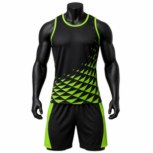 Conjunto Deportivo sin Mangas para Hombre, Uniforme para Correr, Secado Rápido, Poliéster Transpirable, Camiseta sin Mangas y Pantalones Cortos para Gimnasio, Fitness y Entrenamiento - Product Image 1
