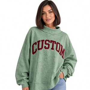 Suéter de Cuello Alto para Mujer, Estilo Otoñal, con Estampado de Letras Personalizado, Hombros Caídos, Manga Larga, Informal, de Punto Rojo, Algodón - Product Image 4