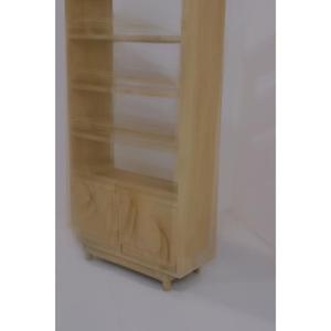 Meuble de salon scandinave en bois massif avec 3 étagères et portes à battants, meuble de rangement et de présentation moderne - Product Image 3