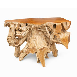 Mesa Consola Ceko de Diseño Único y Vintage, Hecha con Raíz de Teca Cruda de Alta Calidad, para Sala de Estar, Villa u Oficina en Casa, Estilo Sostenible - Product Image 1