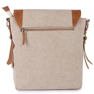 Vintage Canvas Crossbody Shoulder <b>Bag</b> <b>Large</b> Capacity Panelled Design <b>Zipper</b> Closure Portable Makeup <b>Storage</b> Multi-Function - Product Image 4