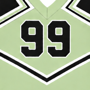 Uniforme de cheerleading imprimé vert clair, noir et blanc pour adultes, haut court sans manches à col en V, jupe plissée, pour équipe de danse de performance - Product Image 5