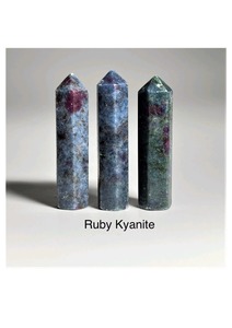 Venta al por mayor de rubí natural en punta de cristal de kyanita, piedra pulida en forma de torre, decoración de joyería. - Product Image 2