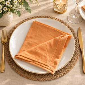 Orange <b>Linen</b> <b>Cloth</b> Napkins Square Reusable Dinner Napkins Plain Dyed Table <b>Linens</b> for Wedding Party Restaurant - Product Image 5