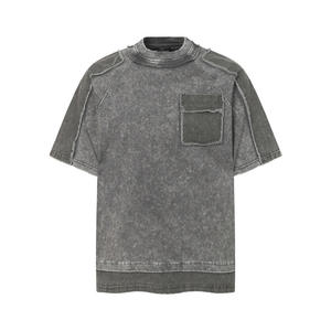 Haut décontracté pour homme, style vintage, deux pièces, bicolore, respirant, 100 % coton, coupe ajustée, confortable, avec détails usés, fabrication soignée, lavé pour l'été - Product Image 1