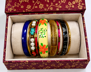 Ensemble de bracelets bohèmes faits à la main avec perles, bracelet en résine peinte de style floral, bracelet empilable avec perles de nacre, bijoux ethniques unisexes tendance - Product Image 5