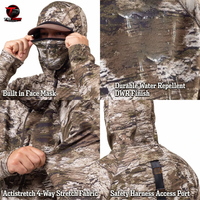 Sweat à capuche de chasse pour homme en polaire épaisse, camouflage, avec fermeture éclair verticale sur la poitrine et masque facial intégré