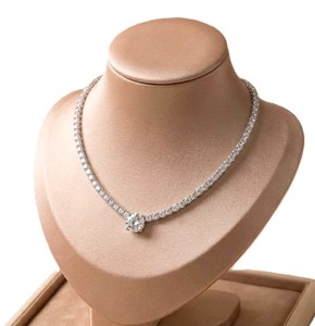 Collier tennis en or massif 10K 14K 18K avec diamant de laboratoire brillant taille ronde 16 carats, certifié IGI, couleur DEF VS VVS, bijoux fins - Product Image 4