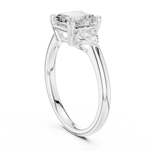 แหวนทองทรง Asscher Cut Cluster ประดับเพชรทรง Trillion ด้านข้างโค้งมน พร้อมเพชรเม็ดเดี่ยวสำหรับงานหมั้นและงานแต่งงาน สำหรับผู้หญิง แบบหล่อขึ้นรูป - Product Image 6