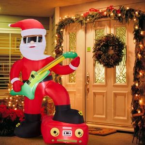Inflable Navideño de 7.5 Pies con Luz, Santa Claus Tocando la Guitarra Eléctrica, Divertida Decoración Inflable para Jardín Exterior - Product Image 2