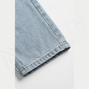 Jean en denim délavé coupe droite taille haute pour homme, coupe régulière, en coton, décontracté, bleu clair, style printemps - Product Image 6
