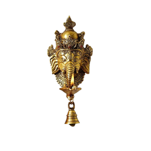 Vase de table en métal doré pour le dieu Ganesha, idéal pour les anniversaires, Diwali, Diya, cloche, déménagement, Ganesh Chaturthi, Puja, chambre, maison, temple - Product Image 1
