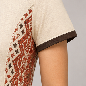 Custom Ivory Rust Folk Geometric Border <b>Womens</b> <b>Polo</b> <b>Shirt</b> Quick Dry Breathable Short Sleeve Performance Golf Uniform WPS-0874 - Product Image 6