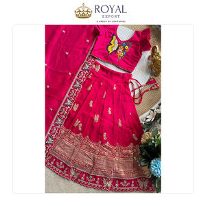 Vente en gros de vêtements indiens pour enfants de la dernière collection, de qualité supérieure, en soie Vichitra pure, Lehenga Choli pour mariage - Product Image 6