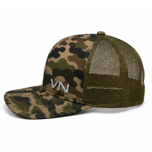 Custom 6-Panel Mid-Profile Structured Mesh Trucker Camouflage <b>Cap</b> with TPU Logo Slightly Curved Brim Snapback Closure - Product Image 5