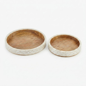 Bandeja de servir de madera al por mayor, ecológica, acanalada, de madera maciza, plato decorativo para mesa de café, hotel, restaurante y decoración del hogar. - Product Image 3