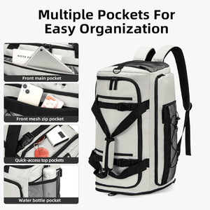 <b>Lightweight</b> Nylon Travel Backpack 35L Carry On <b>Suitcase</b> Fit Overhead Bin Flight Approved Size Gray with Laptop Compartment - Product Image 5