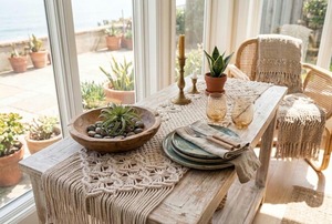 Stylish Long White Macrame <b>Placemat</b> Perfect for Coffee <b>Table</b> Styling and Everyday <b>Dining</b> Protection <b>Table</b> Runners From India - Product Image 3