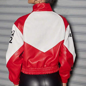 Chaqueta de cuero PU personalizada para mujer con cremallera, estilo motociclista, para otoño e invierno, con estampado de letras, para uso urbano - Product Image 4