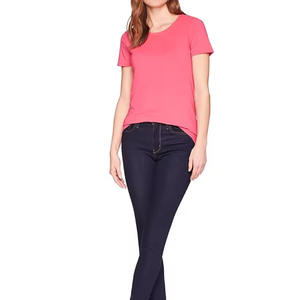 T-shirt confortable pour femme, prix abordable, nouvelle mode, 100% coton, couleur unie, dernier design décontracté, t-shirts pour femme. - Product Image 2