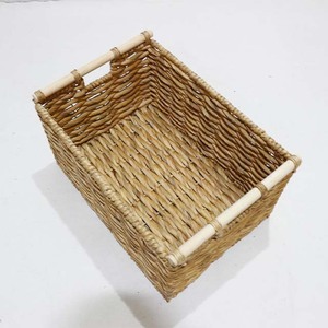 Artex Dong Thap Water Hyacinth Storage <b>Basket</b> Organizer Bin with Wooden Handles for Home Closet <b>Shelf</b> - Product Image 2